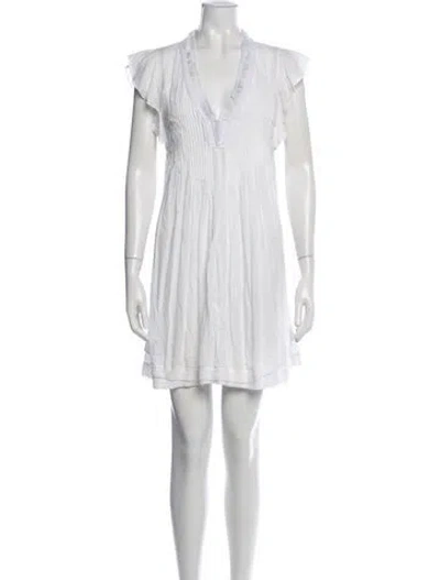 Pre-owned Poupette St Barth V-neck Mini Dress In White