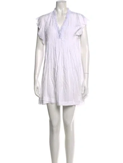 Pre-owned Poupette St Barth V-neck Mini Dress In White