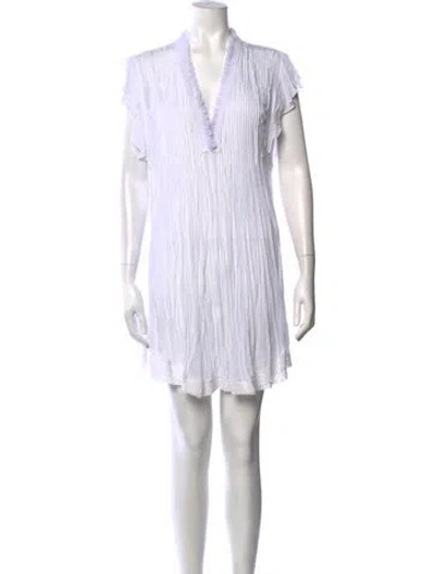Pre-owned Poupette St Barth V-neck Mini Dress In White