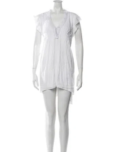 Pre-owned Poupette St Barth V-neck Mini Dress In White