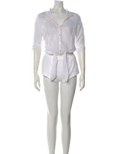 Pre-owned Poupette St Barth V-neck Romper In White