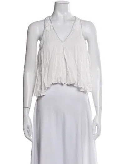 Pre-owned Poupette St Barth V-neck Sleeveless Blouse In White