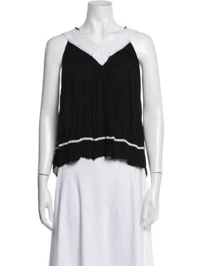 Pre-owned Poupette St Barth V-neck Sleeveless Top In Black