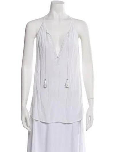 Pre-owned Poupette St Barth V-neck Sleeveless Top In White
