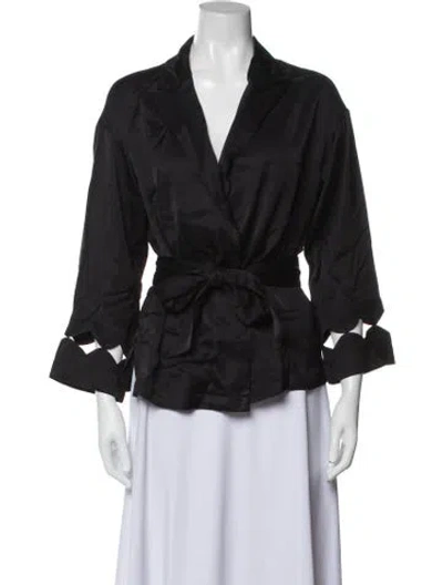 Pre-owned Poupette St Barth V-neck Three-quarter Sleeve Blouse W/ Tags In Black