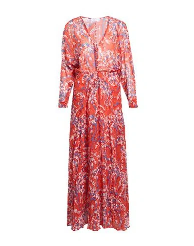 Poupette St Barth Woman Maxi Dress Coral Size Xs Silk In Red