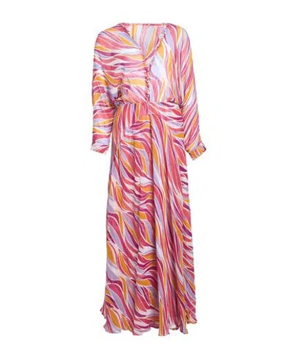 Poupette St Barth Woman Maxi Dress Fuchsia Size Xs Silk In Black