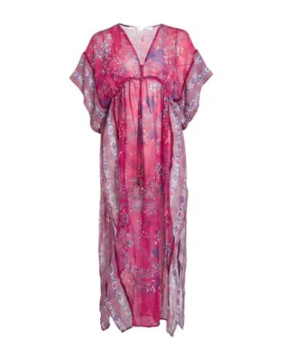 Poupette St Barth Woman Maxi Dress Magenta Size M/l Silk In Pink