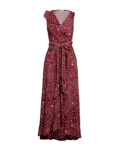 Poupette St Barth Woman Midi Dress Burgundy Size L Viscose In Red