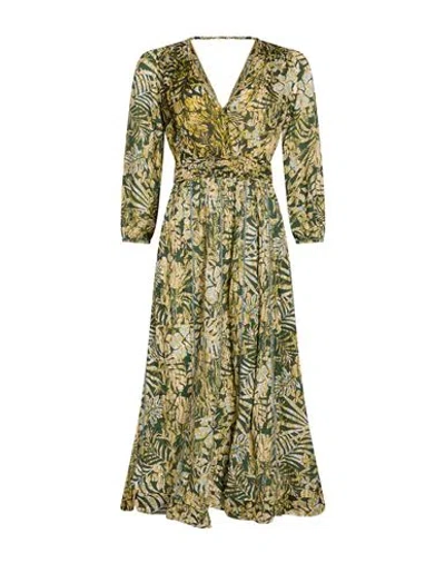 Poupette St Barth Woman Midi Dress Green Size Xs Viscose In Multi