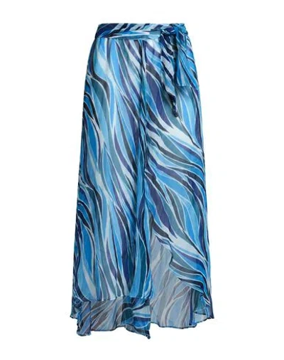 Poupette St Barth Woman Midi Skirt Blue Size M Silk