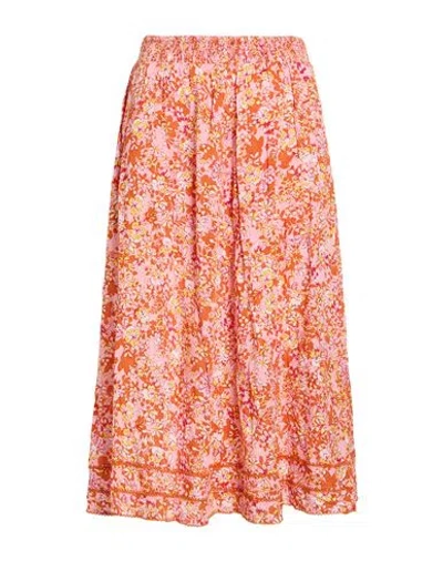 Poupette St Barth Woman Midi Skirt Orange Size M Viscose In Multi