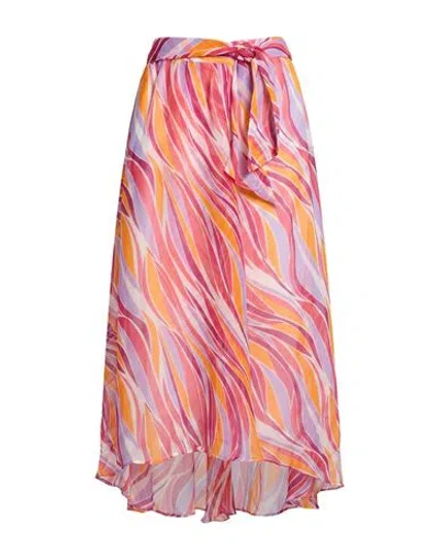 Poupette St Barth Woman Midi Skirt Pink Size Xs/s Silk In Multi