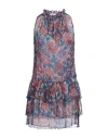 Poupette St Barth Woman Mini Dress Blue Size M Silk In Blue