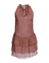 Poupette St Barth Woman Mini Dress Brick Red Size L Silk In Red