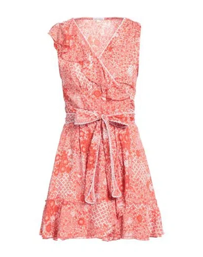 Poupette St Barth Woman Mini Dress Coral Size M Viscose In Red