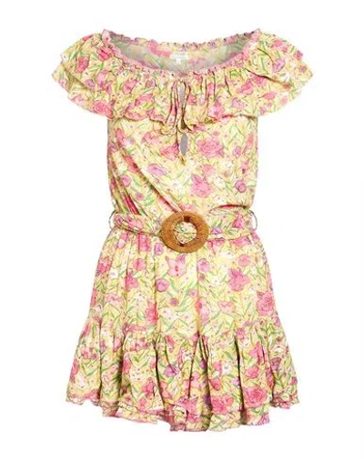 Poupette St Barth Woman Mini Dress Lime Green Size Xs Viscose In Multi