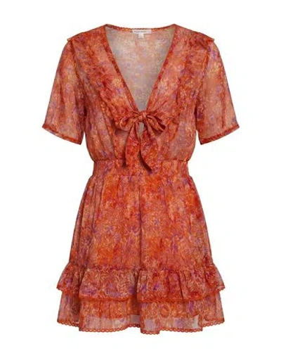 Poupette St Barth Woman Mini Dress Orange Size Xs Silk