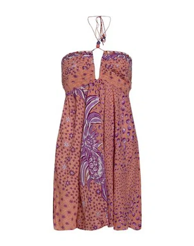Poupette St Barth Woman Mini Dress Salmon Pink Size M Viscose In Blue