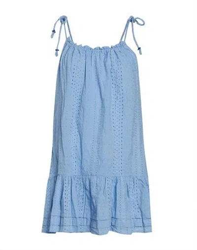 Poupette St Barth Woman Mini Dress Sky Blue Size M Cotton