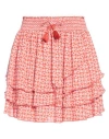 Poupette St Barth Woman Mini Skirt Tomato Red Size L Viscose In Tomato Red
