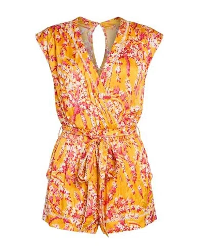 Poupette St Barth Woman Playsuit Yellow Size Xs Viscose In Orange
