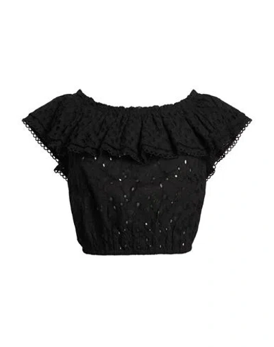 Poupette St Barth Woman Top Black Size Xs Cotton