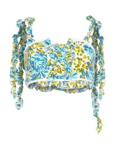 Poupette St Barth Woman Top Blue Size Xs Ecovero Viscose In Multi