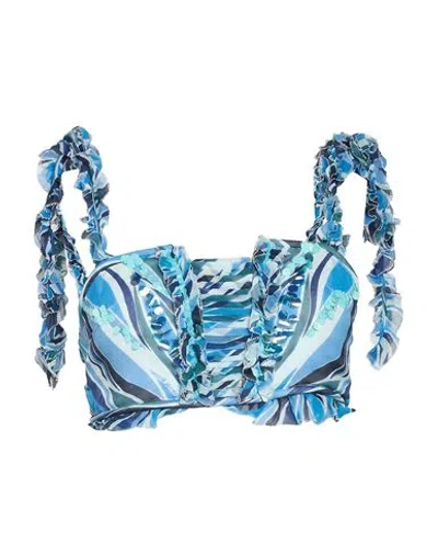 Poupette St Barth Woman Top Blue Size Xs Silk In Multi
