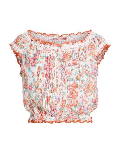 Poupette St Barth Woman Top Coral Size Xs Cotton In Multi