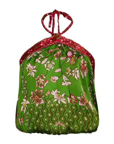 Poupette St Barth Woman Top Green Size Xs Viscose In Multi