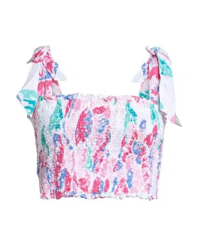 Poupette St Barth Woman Top Pink Size Xs Cotton In Blue