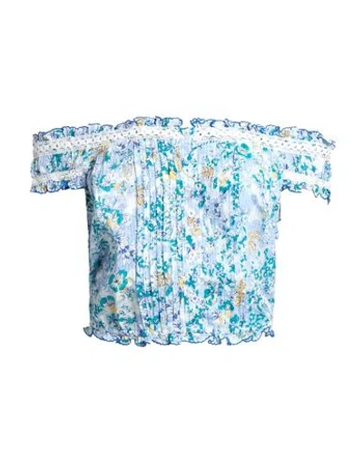 Poupette St Barth Woman Top Sky Blue Size Xs Cotton