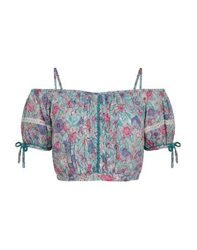Poupette St Barth Woman Top Sky Blue Size Xs Viscose In Multi
