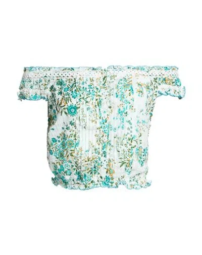 Poupette St Barth Woman Top Turquoise Size S Cotton In Blue
