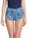 POUPETTE ST BARTH WOMEN'S ABSTRACT PRINT SMOCKED SHORTS