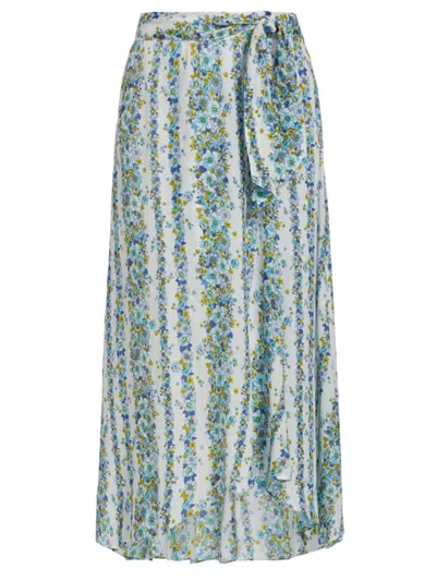 Poupette St Barth Women's Asymmetric Floral Midi-skirt In Blue Waves Flowers