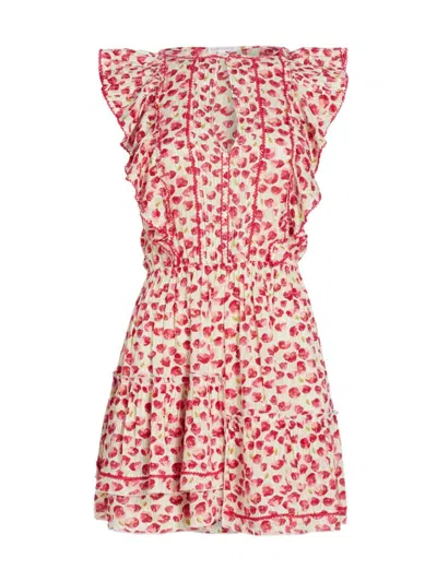 Poupette St Barth Women's Bambi Floral Ruffled Keyhole Minidress In White Red Alamy
