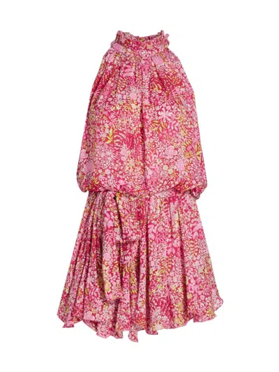Poupette St Barth Women's Bianca Floral Halter Minidress In Pink Corolle