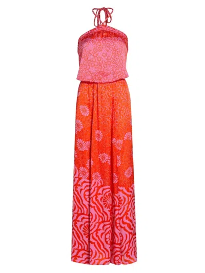 Poupette St Barth Women's Billie Daisey Print Halter Maxi Dress In Pink Daisy