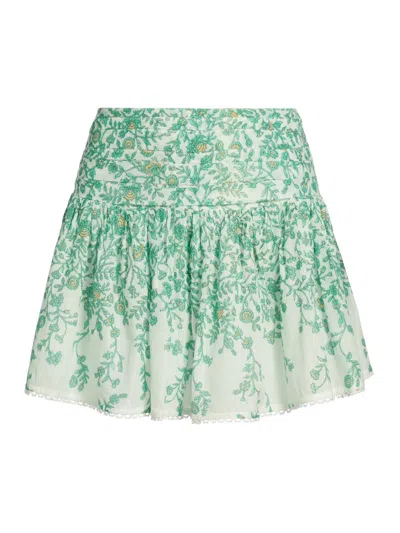 Poupette St Barth Women's Colleen Metallic Floral A-line Miniskirt In Green