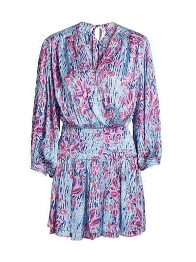 Poupette St Barth Women's Colleen Printed Smocked Waist Minidress In Purple