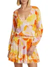 Poupette St Barth Women's Ilona Floral Long-sleeve Minidress In Yellow Macro Wings