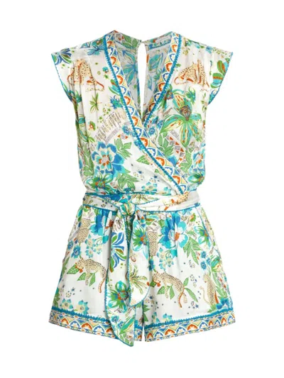 POUPETTE ST BARTH WOMEN'S PRINTED BELTED ROMPER