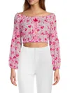 POUPETTE ST BARTH WOMEN'S RACHEL FLORAL PEASANT CROP TOP