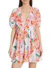 Poupette St Barth Reina Printed Cotton Minidress In White Multi