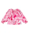 Poupette St Barth Ysee Floral Cotton Blouse In Pink