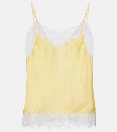 Poupette St Barth Zely Lace-trimmed Satin Camisole In Yellow
