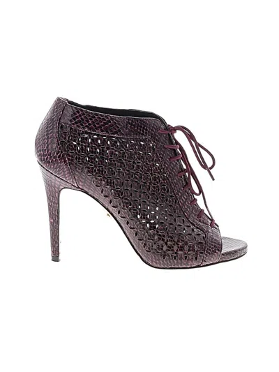 Pre-owned Pour La Victoire Ankle Boots In Burgundy