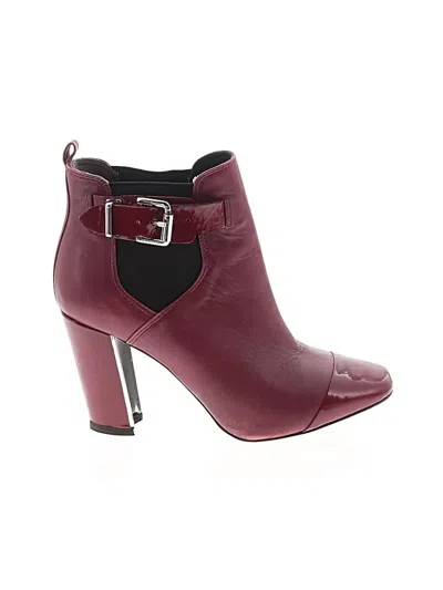 Pre-owned Pour La Victoire Ankle Boots In Burgundy